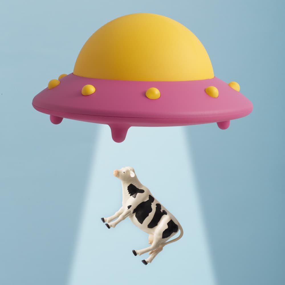 UFO Cow Abduction by Julia Ramiro — canvas wall art