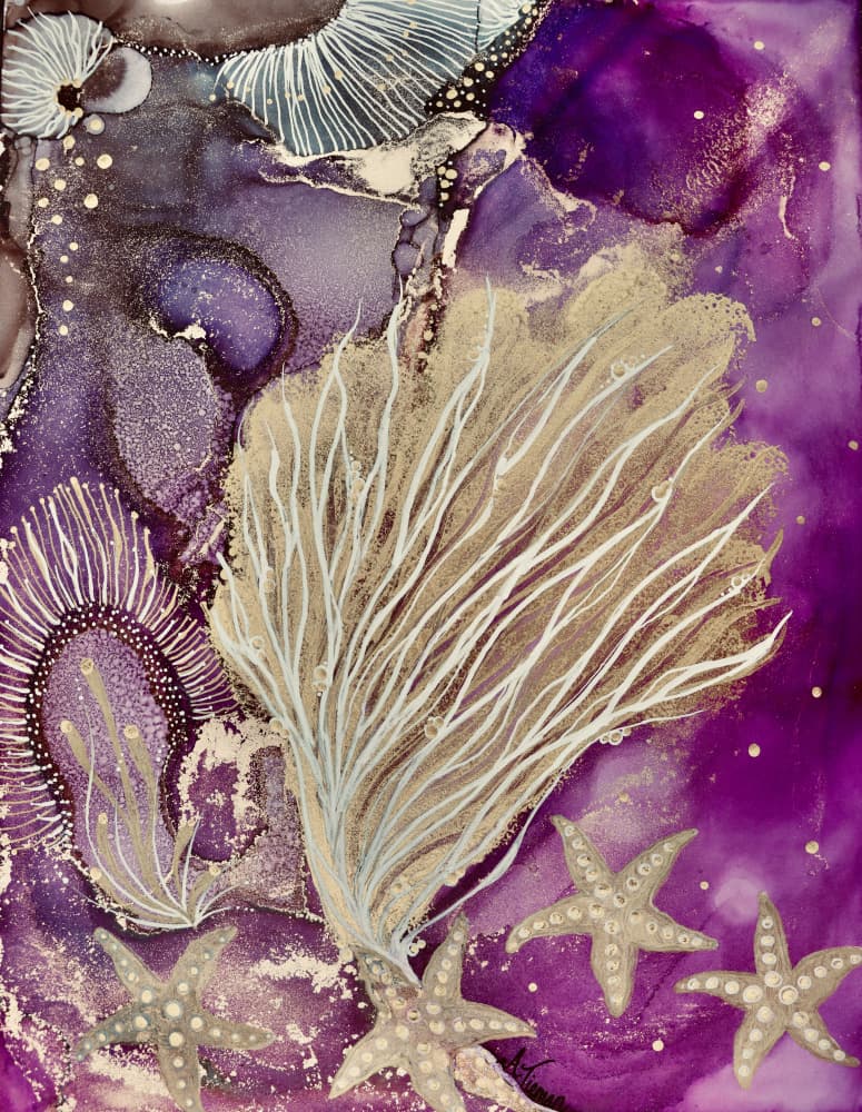 Purple Coral Starfish by Amy Tieman — canvas wall art