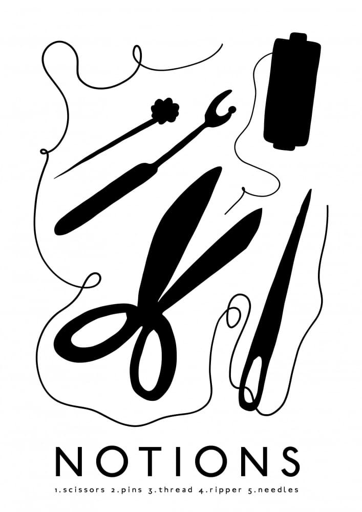 Minimalist Sewing Notions by Charlotte Trudgett — canvas wall art