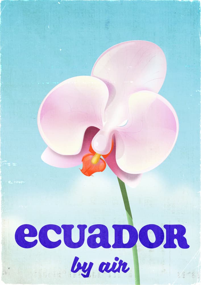 Vintage Ecuador Orchid by Nicholas — canvas wall art