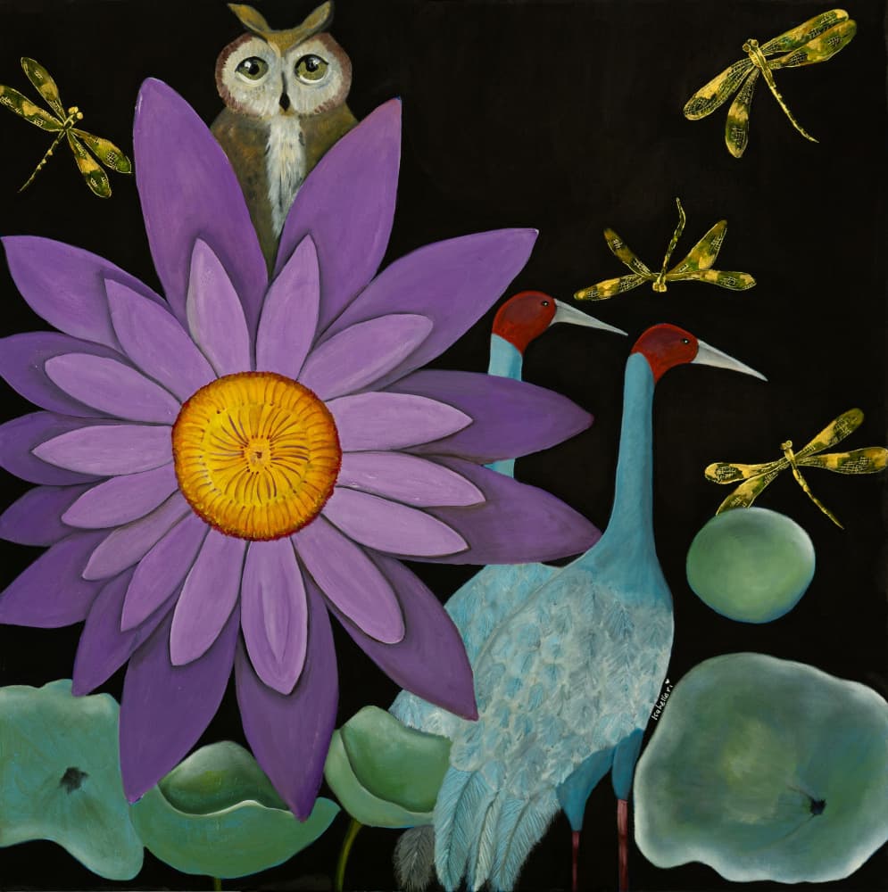 Purple Lotus Night Garden by Isabelle Ri — canvas wall art