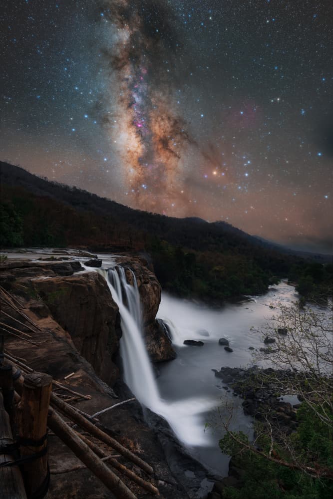 Milky Way Waterfall by Vikas Chander — canvas wall art