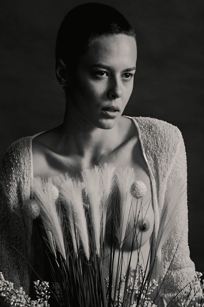 Woman with Pampas Grass by Bogdan Bouşcă — canvas wall art