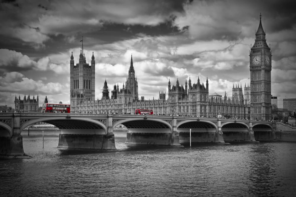 London Big Ben Bridge by Melanie Viola — canvas wall art