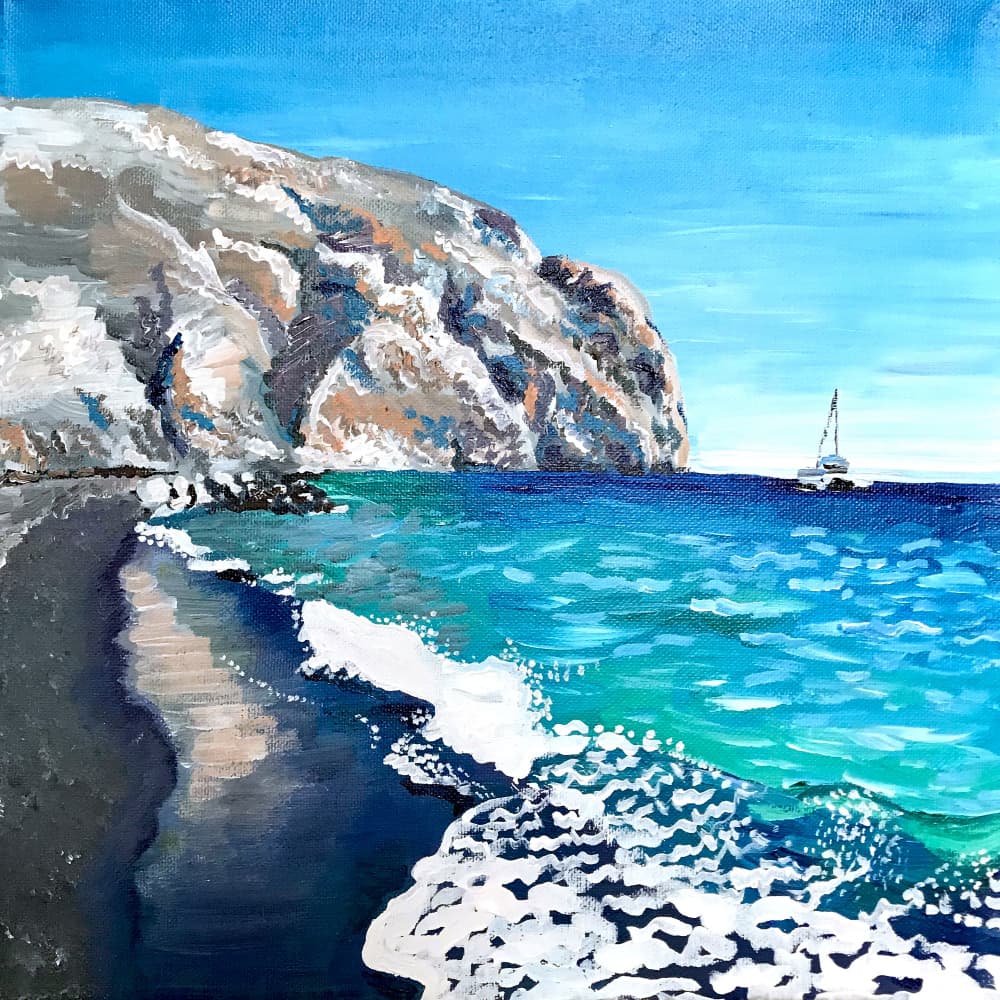 Black Sand Beach Cliffs by Pauline Wegman | Key and Sea Creative — canvas wall art