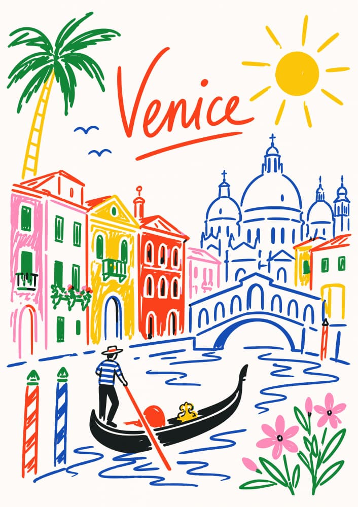Colorful Venice Canal by Patryk Krygowski — canvas wall art