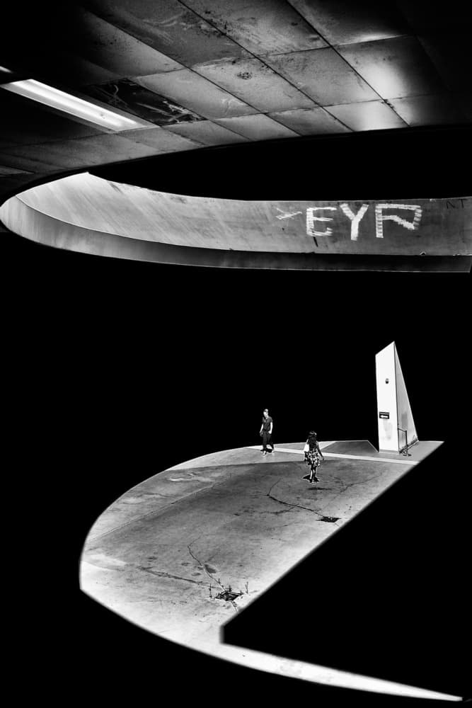 Skater In Urban Shadows by Antonio Grambone — canvas wall art