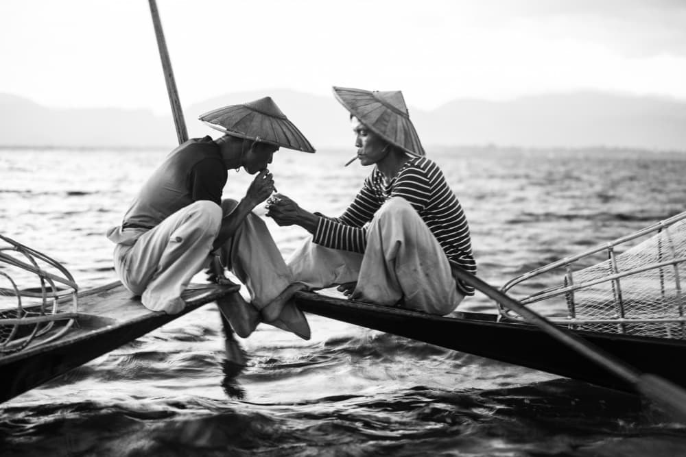 Two Boatmen's Respite by Moris Raskin — canvas wall art