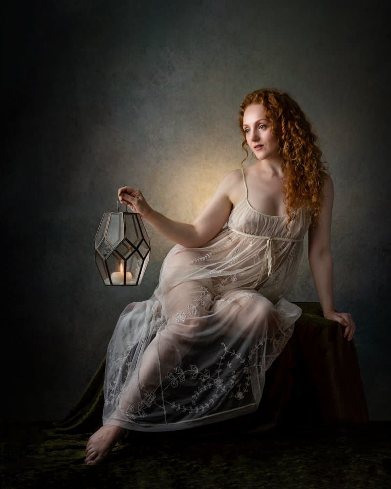 Redhead With Lantern Light by Luc Stalmans — canvas wall art