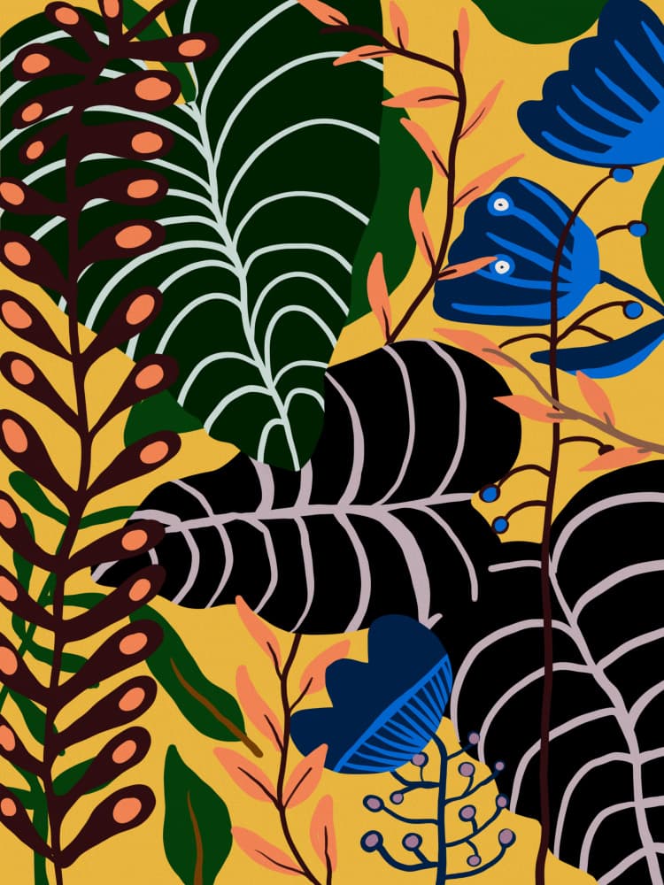 Vibrant Jungle Foliage by Little Dean — canvas wall art
