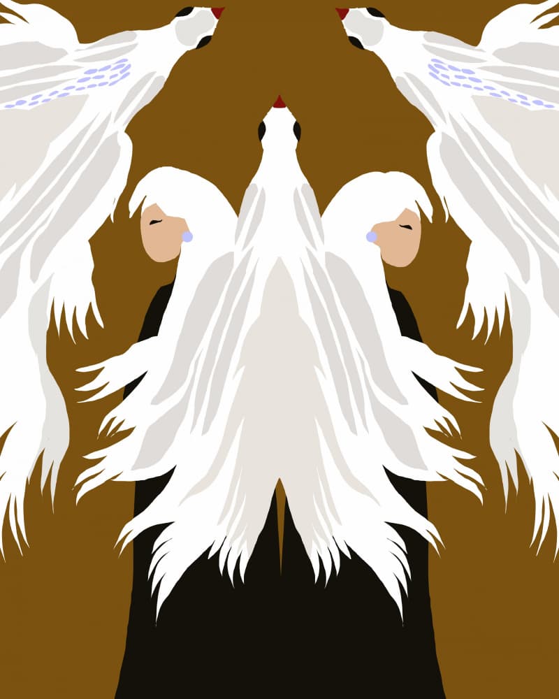 Angelic White Hair Birds by Josie George — canvas wall art