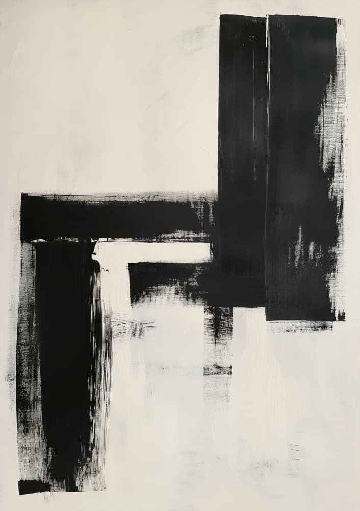 Abstract Black White Strokes by SHANDU — canvas wall art