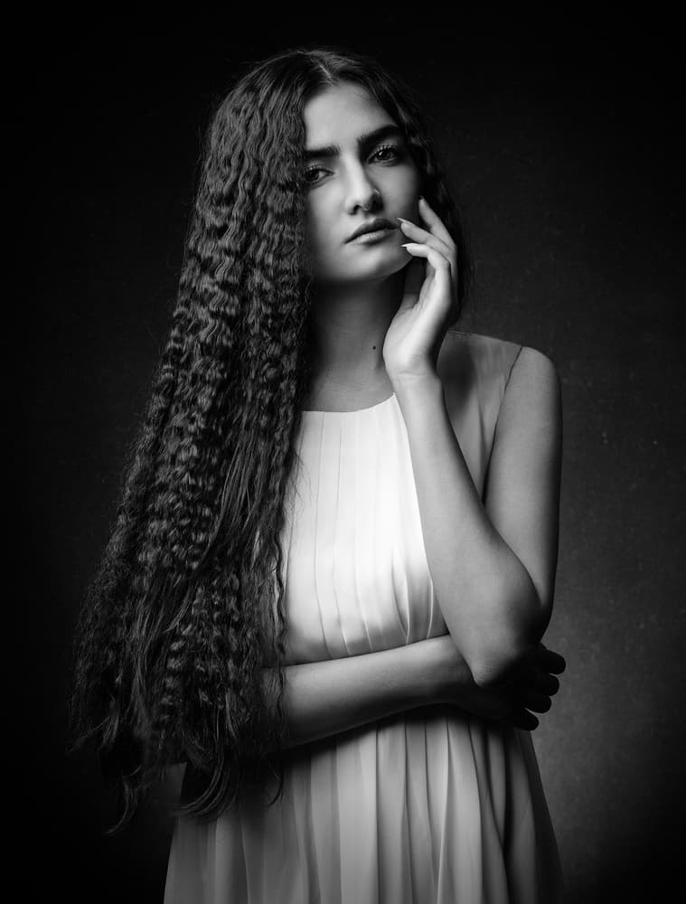 Elegant Pensive Portrait by Mehdi Mokhtari — canvas wall art