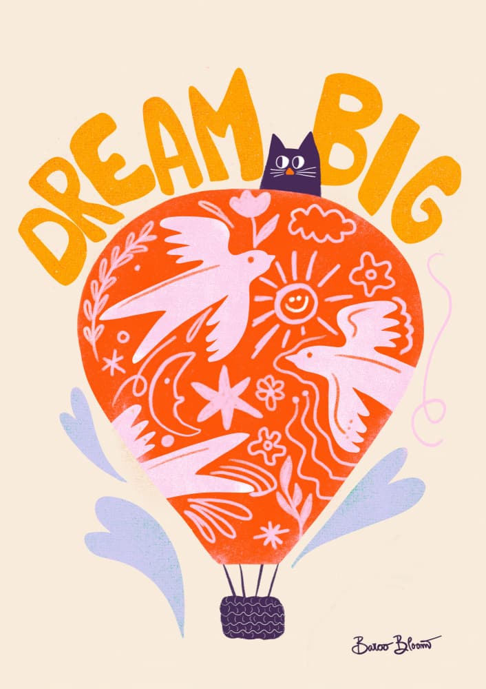Dream Big Hot Air Balloon by Baroo Bloom — canvas wall art
