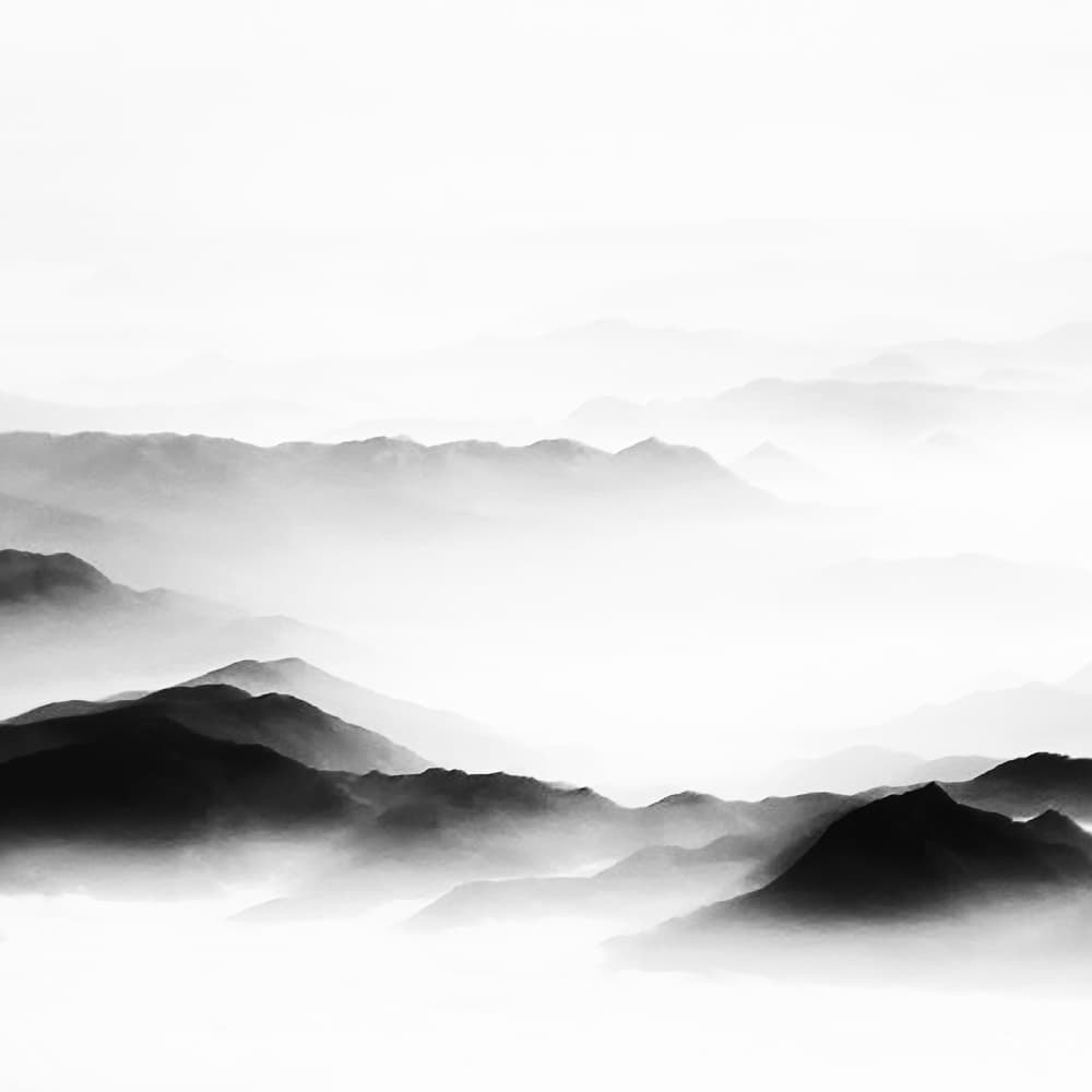 Misty Mountain Layers by Piet Flour — canvas wall art