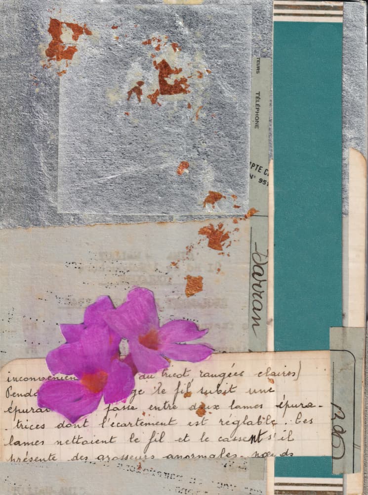 Pink Flowers Vintage Collage by Lene Bladbjerg — canvas wall art