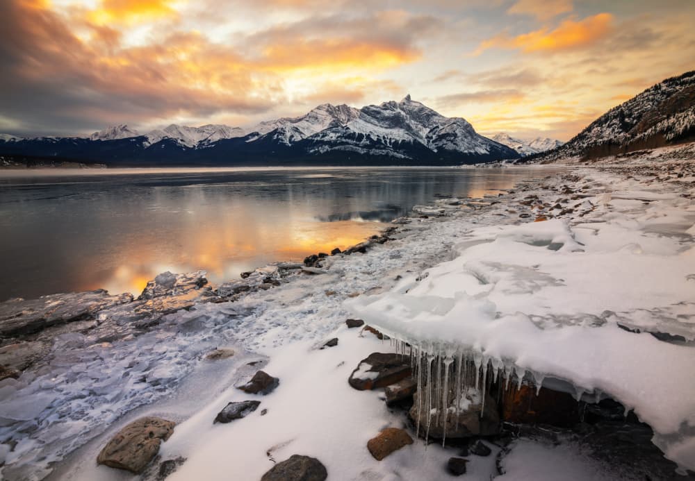 Winter Lake Glow by Herbert Rong — canvas wall art