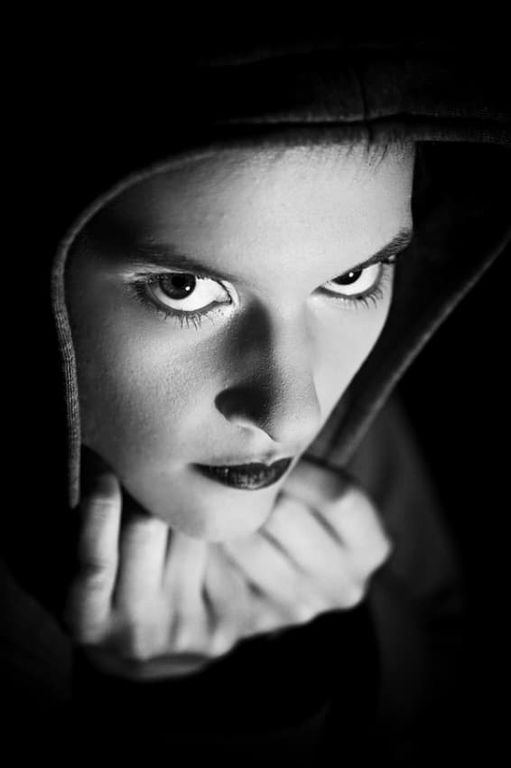 Intense Hooded Gaze by Vedran Vidak — canvas wall art