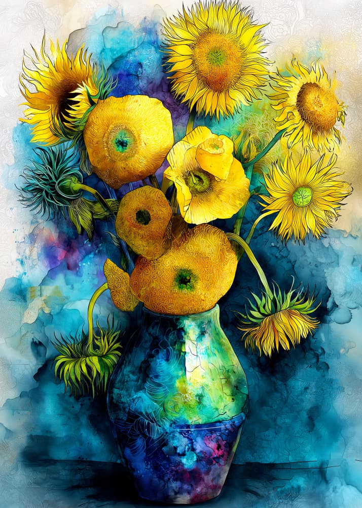 Sunflowers nature art by Justyna Jaszke — canvas wall art