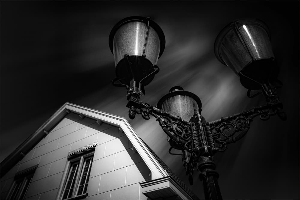 Dramatic Street Lamp Night by Gilbert Claes — canvas wall art