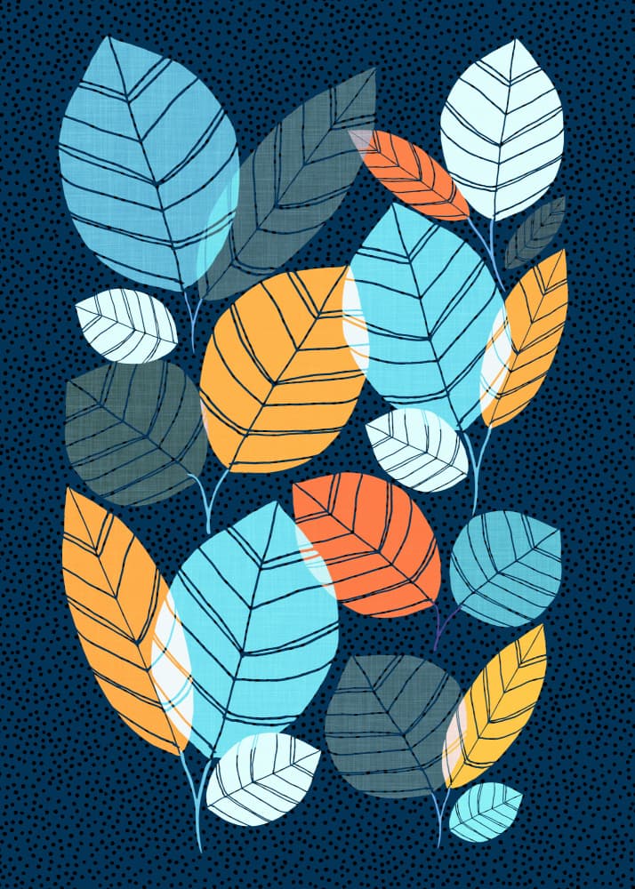 Overlapping Colorful Leaves by Kristian Gallagher — canvas wall art