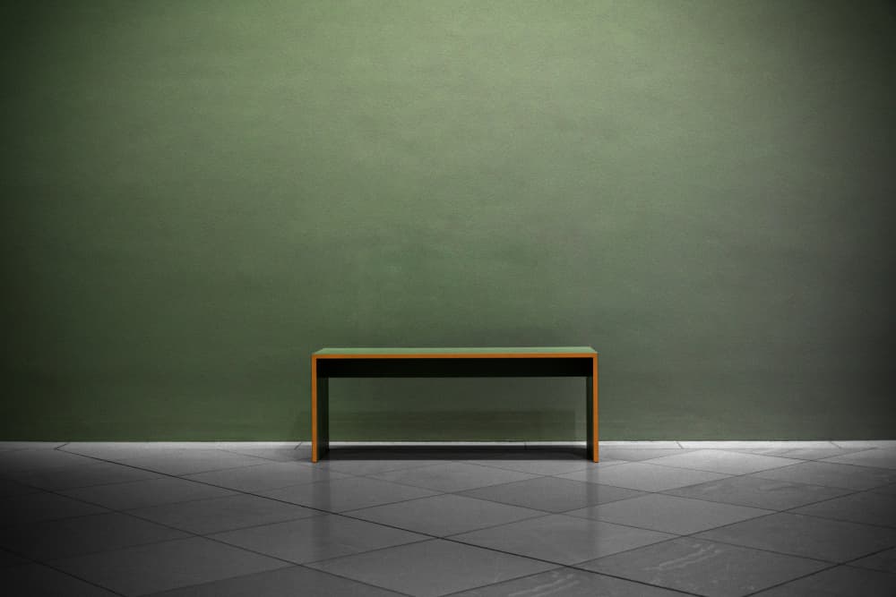 Minimal Green Bench by Rolf Endermann — canvas wall art