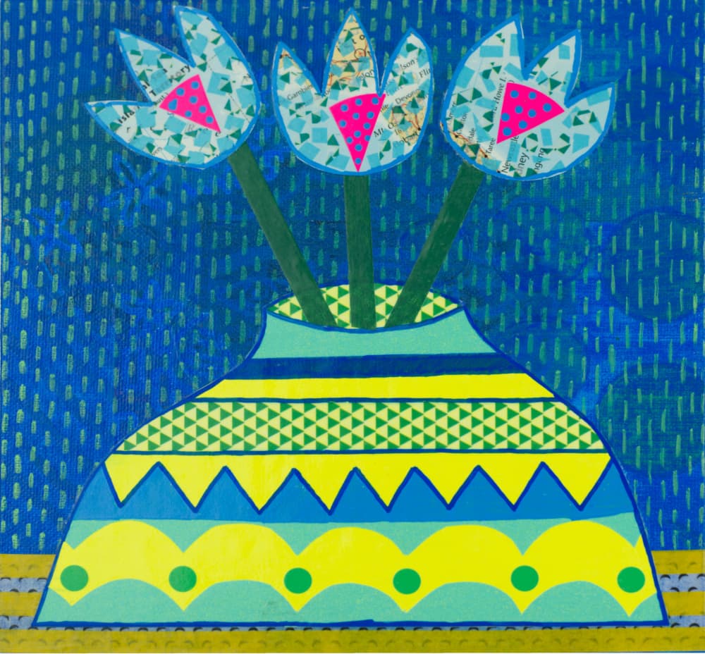 Vibrant Geometric Flower Vase by David Galan — canvas wall art