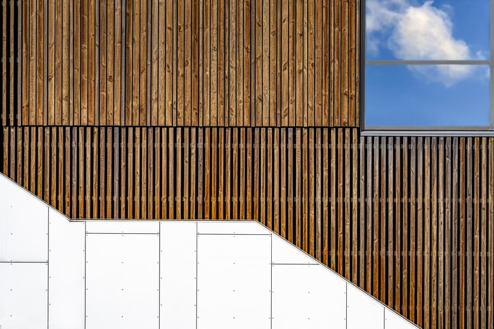 Geometric Wood Facade by Linda Wride — canvas wall art
