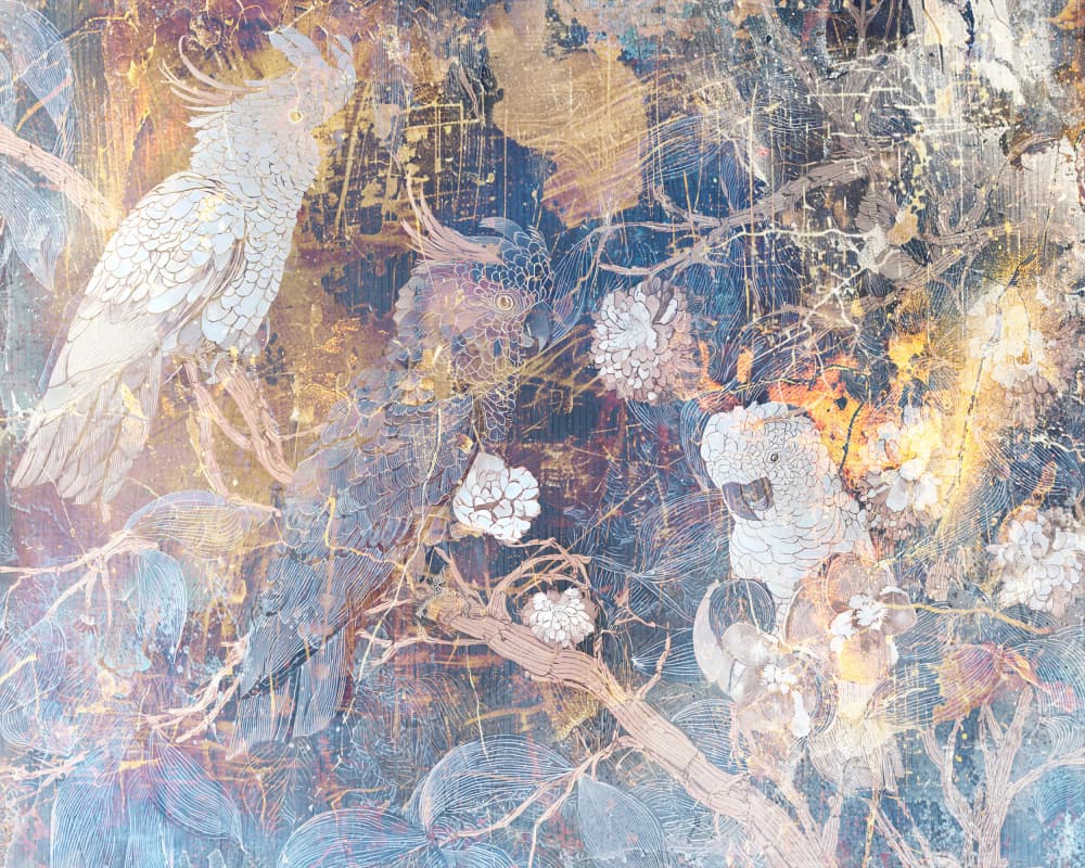 Golden Jungle Cockatoos by Rafal Kulik — canvas wall art