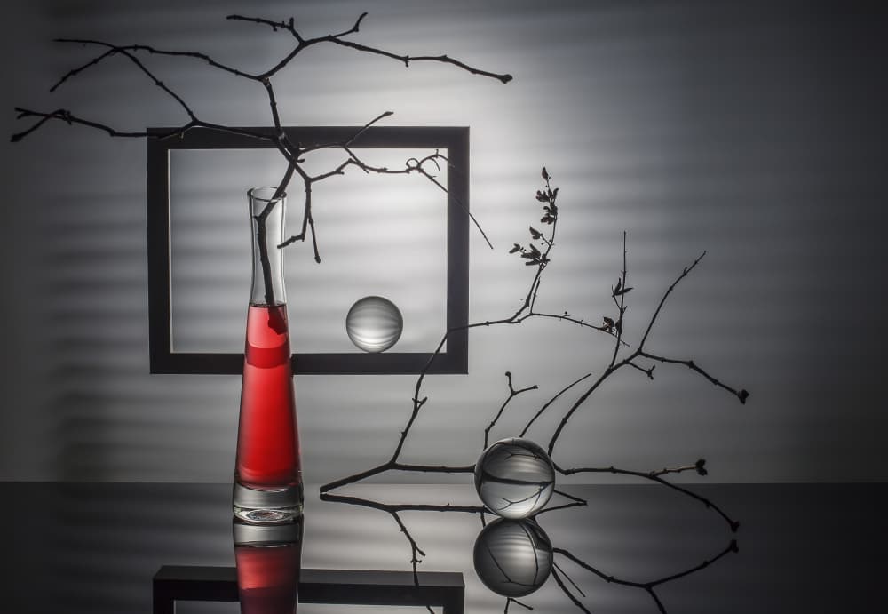 Red Vase Glass Spheres by Evgeniy Popov — canvas wall art