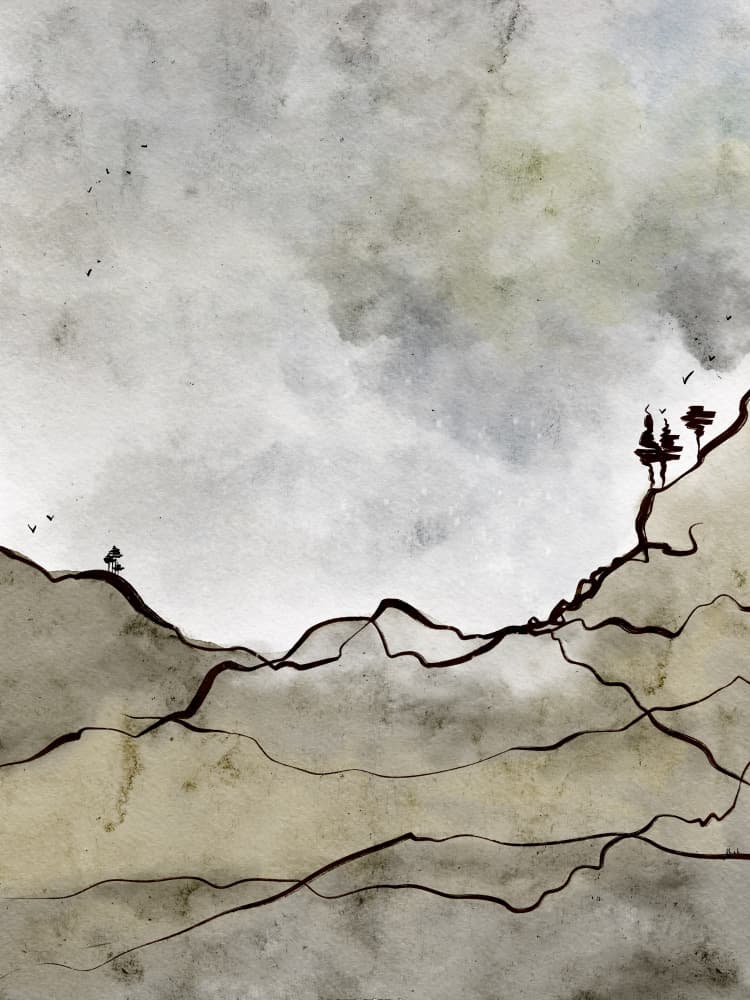 Zen Mountain Landscape by Ankie Kooi — canvas wall art