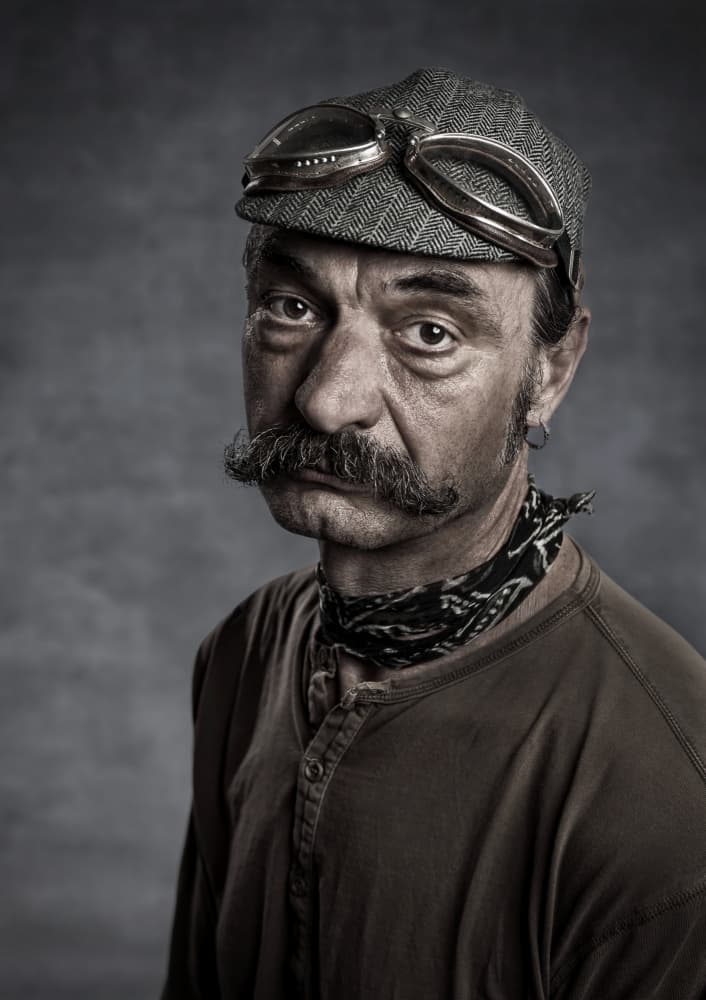 Moustached Goggles Man by Jan Scheunders — canvas wall art