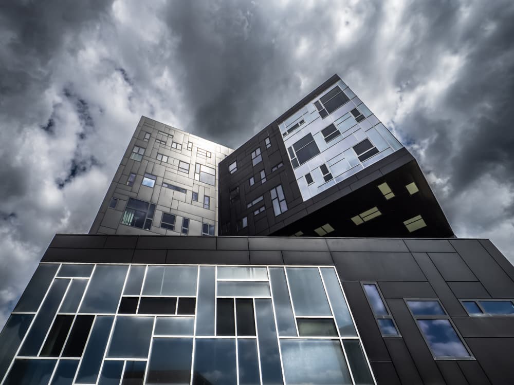 Geometric Building Dark Sky by IKUMI FUKAZAWA — canvas wall art