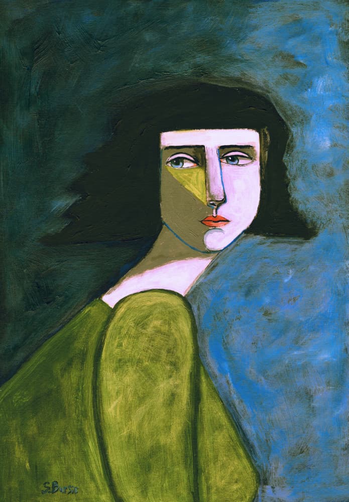 Abstract Woman Gaze by Sharyn Bursic — canvas wall art
