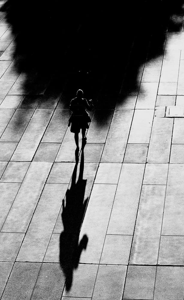 Lone Figure Long Shadow by Jian Wang — canvas wall art