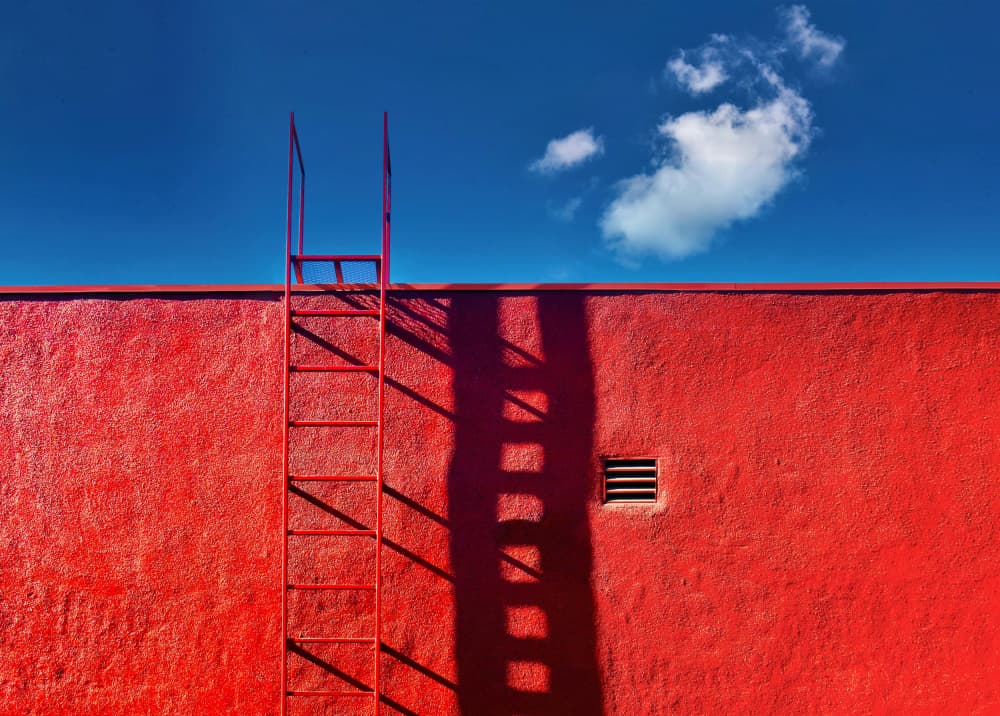 Red Ladder Blue Sky by Arnon Orbach — canvas wall art