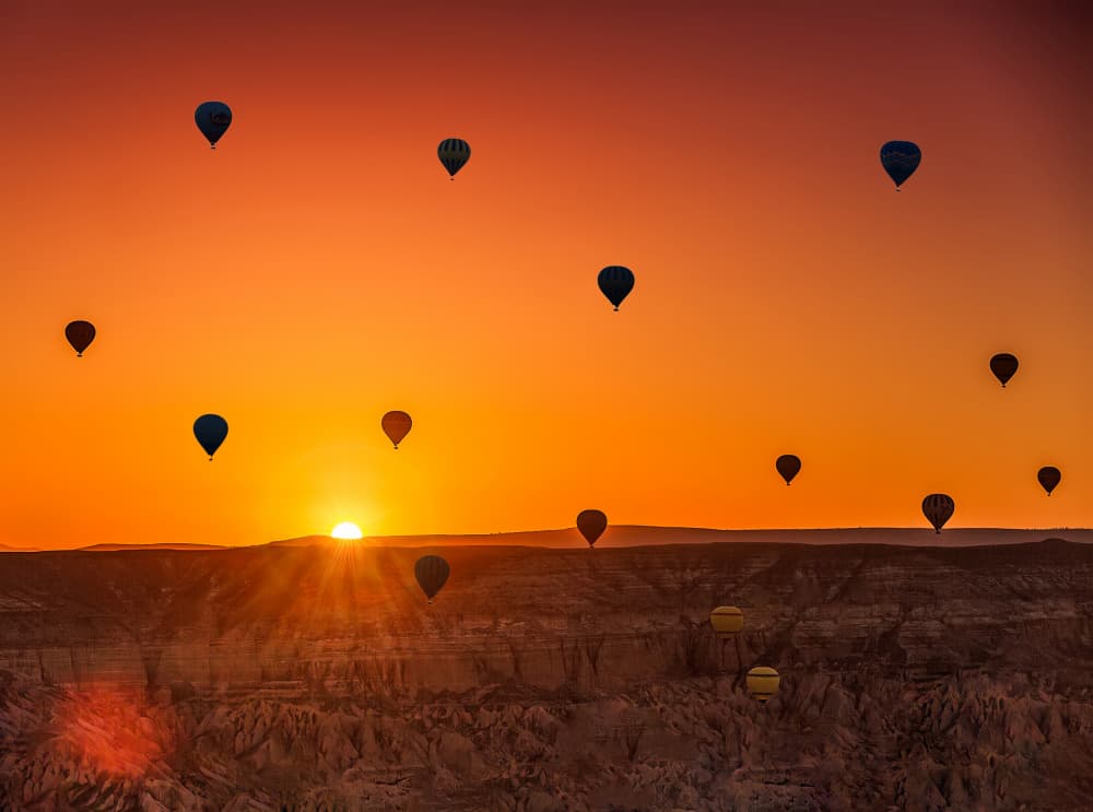 Golden Sunrise Balloons by Sayyed Nayyer Reza — canvas wall art