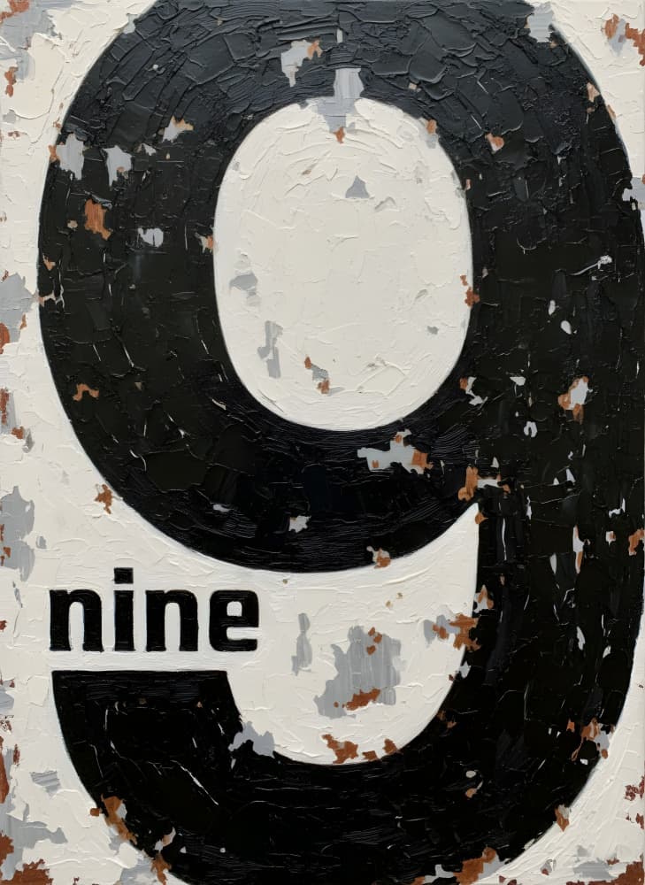 Distressed Black Nine by HUGO — canvas wall art