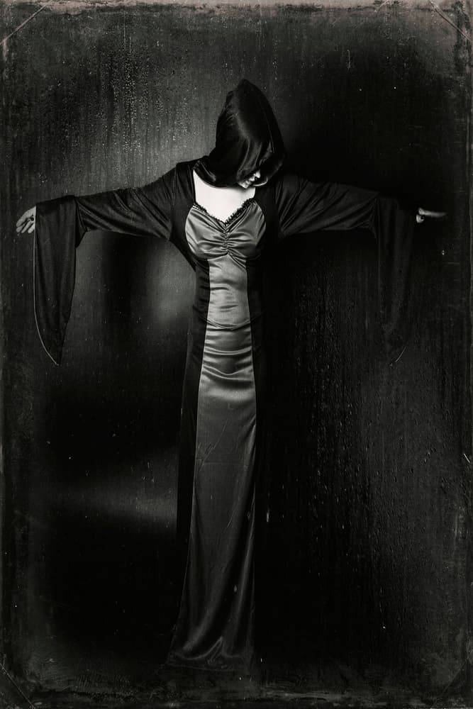 Mysterious Hooded Figure by Bogdan Bouşcă — canvas wall art