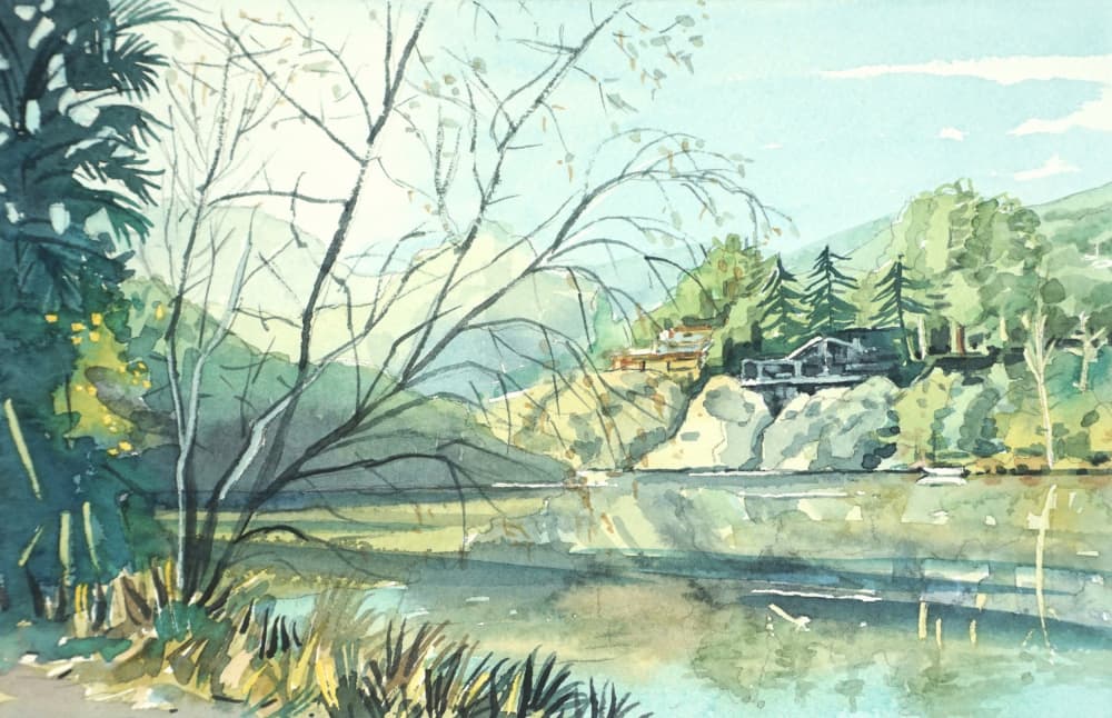 Serene Lakeside Reflections by Luisa Millicent — canvas wall art