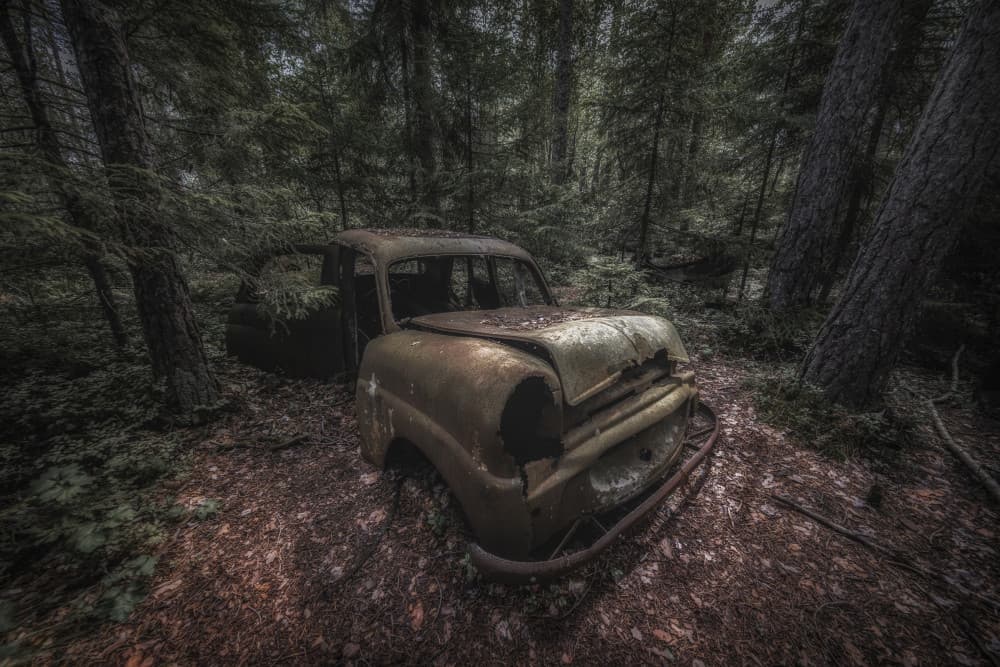 Forgotten Forest Car by Benny Pettersson — canvas wall art