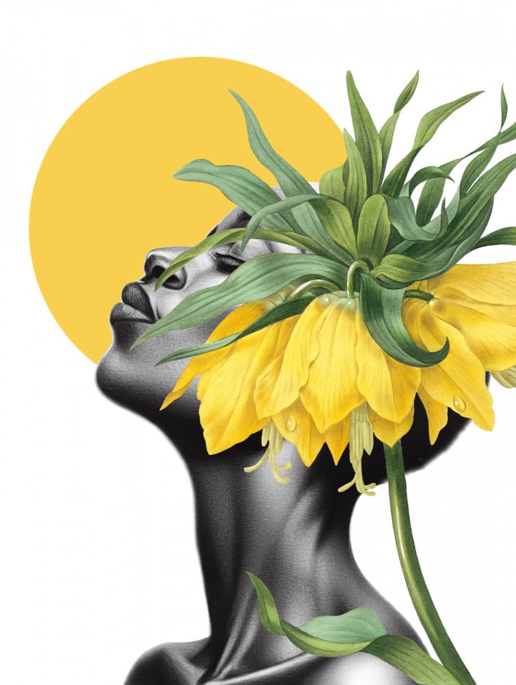 Blooming Sun Woman by Marja van den Hurk — canvas wall art