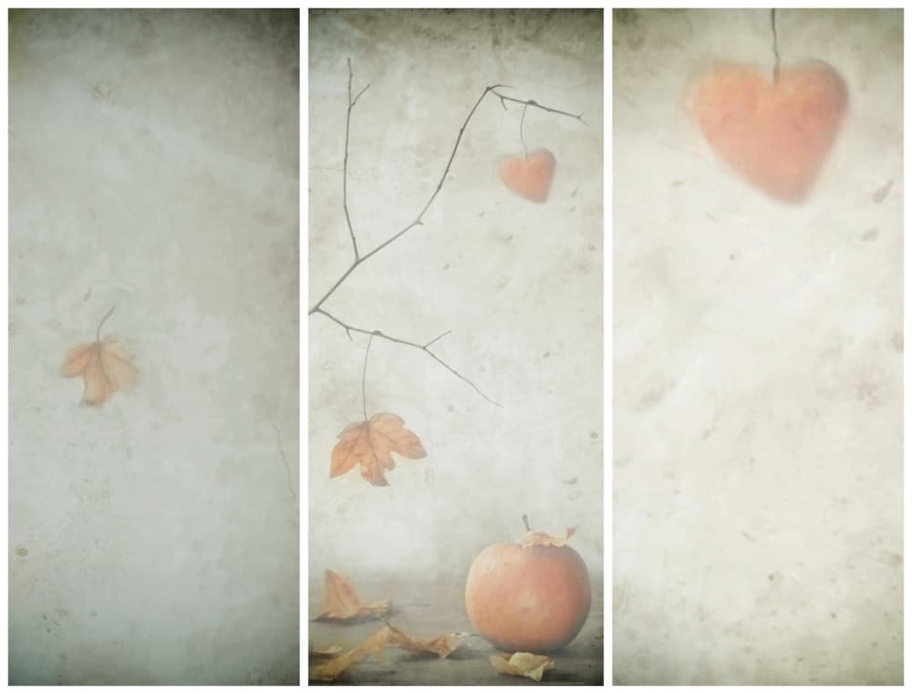 Autumn Hearts And Leaves by Delphine Devos — canvas wall art