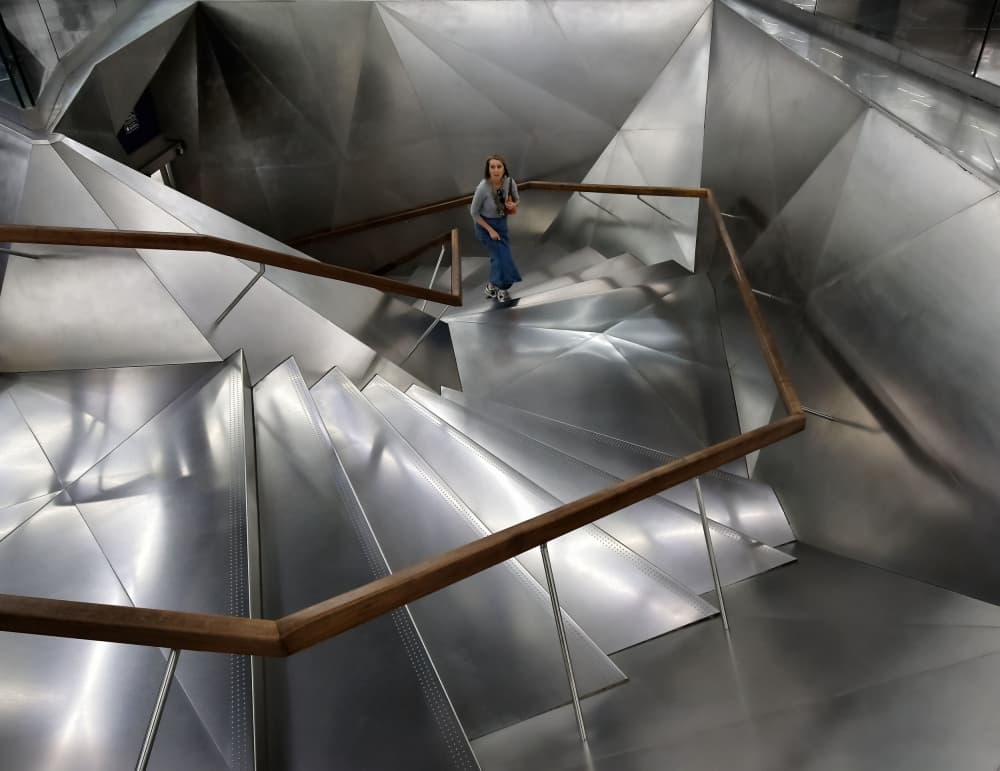 Modern Geometric Staircase by Renate Reichert — canvas wall art