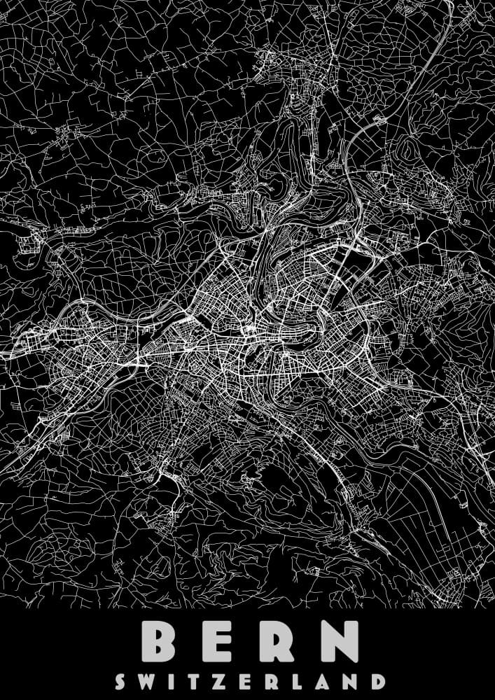Bern Switzerland Map by Nicholas — canvas wall art