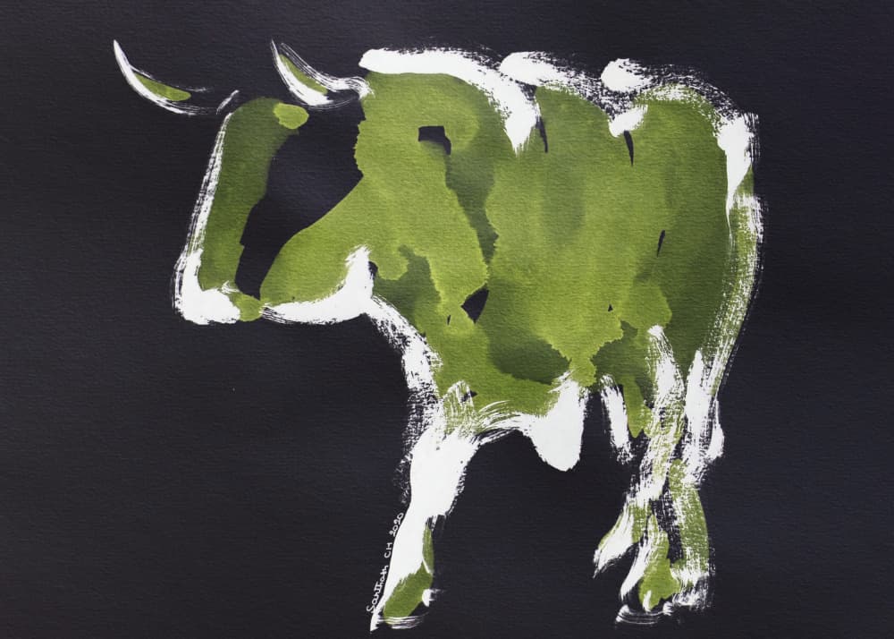 Bold Green Bull by Santhosh ch — canvas wall art