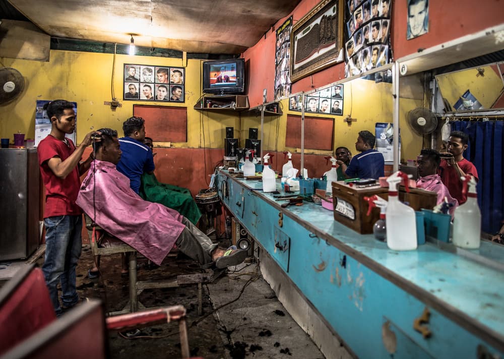 Traditional Barbershop Scene by Marco Tagliarino — canvas wall art