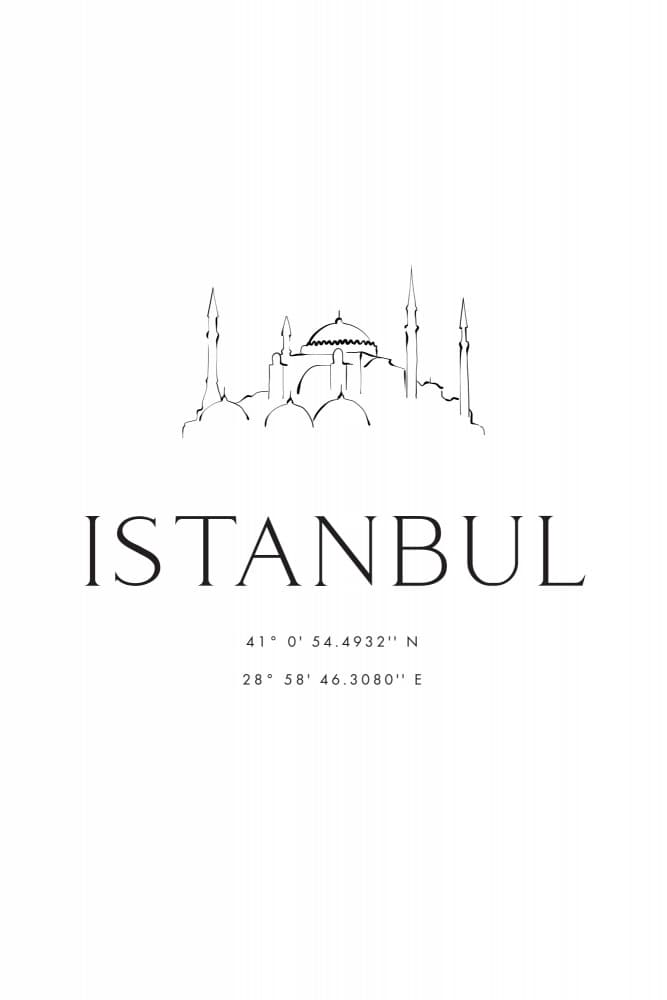 Istanbul City Sketch by Rosana Laiz Blursbyai — canvas wall art