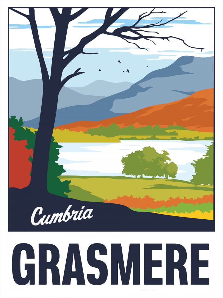 Grasmere Lake District Autumn by Retrodrome — canvas wall art