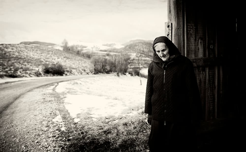 Contemplative Winter Portrait by Julien Oncete — canvas wall art